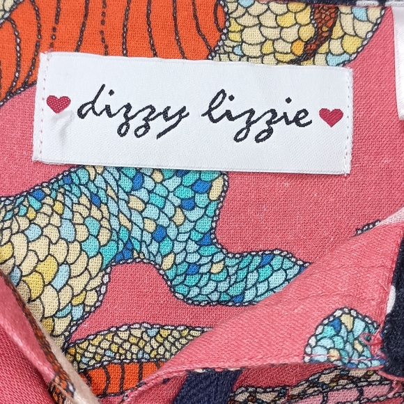 Dizzy Lizzy Chatham Drazon Print Linen pink Dress XSmall - Picture 7 of 11